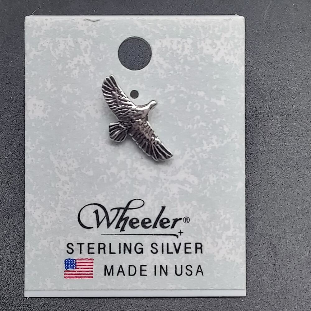 Sterling Silver Eagle Pin Wheeler Made in USA Patriotic Flying Bird Brooch